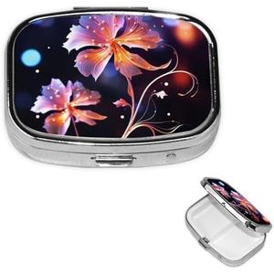 Pillendoos Geneeskunde Pil Organizer Cool Decoratieve Bloemen Kleine Pil Case Reizen Pillencontainer Draagbare Pillendoos voor Pocket 2 Compartiment Pillenhouder Pillendozen voor Reizen