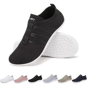 Merdoo Barefoot Shoes Dames Heren Nul Drop Wandelschoenen Ademend Sneakers Niet-Slip Pantoffels Slip On Brede Voeten Barefoot Schoenen Lichtgewicht Sloffen Outdoor Indoor Unisex Zwart 37EU