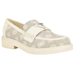 GUESS Shatha Loafer voor dames, 6.5 M US, Taupe Logo Multi, 41 EU