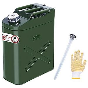Zemoeng 20L metalen jerrycan benzine kan met flexibele tuit voor diesel, benzine - VN goedgekeurde brandstof kan