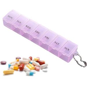 Pillendoos voor 7 dagen, transparante medicijndoos, elegante medicijnorganizer, stofdicht, voor tas, visolie, voedingssupplementen