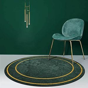 Rond vloerkleed Vloertapijt Abstract groen goud gestreepte cirkel Gemakkelijk schoon te maken Vlekbestendig Vervaagd hedendaags Overgangszacht vloerkleed ø 140 cm