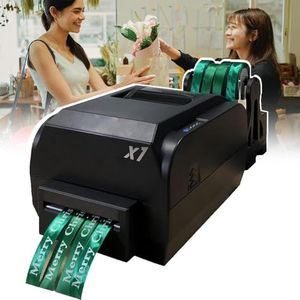 Satijnen lint bedrukkingsmachine Digitale lint printer, etiketten printer Folie stempelen bedrukkingsmachine for verpakking, Ondersteunt 50+ talen(Four rows)