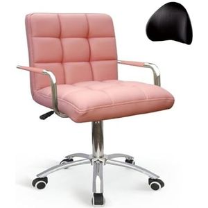 Bureaustoel.Leren Bureaustoel Met Middelhoge Rugleuning In Hoogte Verstelbare Stoel Comfortabele Computer Bureaustoel Met Armleuningen (Color : Pink)