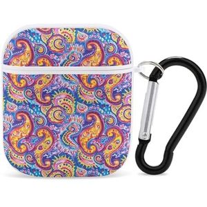Paisley Tie Dye Leuke Case voor AirPods 2&1 Schokbestendige Beschermende Hoofdtelefoon Gevallen Cover Met Sleutelhanger Voor Mannen Vrouwen