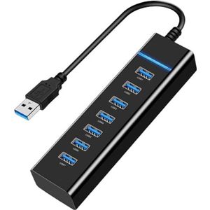 7-poorts USB 3.0-hub - Hoge snelheid met LED-indicator - Compatibel met iMac Pro, MacBook Air, Mac Mini/Pro, Surface Pro, pc en laptop - Draagbaar en efficiënt