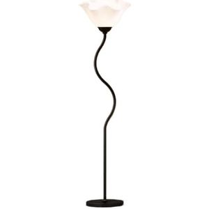 Vloerlamp Staande vloerlampen Scandinavische vloerlamp bloemblaadjesvorm metalen hoge paallamp met bolvormige lampenkap leeslamp staande lamp Staanlamp leeslamp(Black)