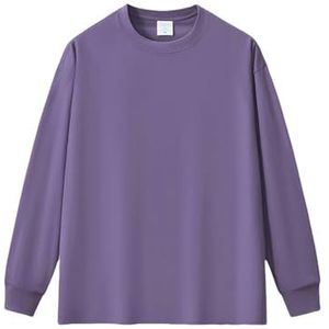 MYLLJBD Men'S Hoodies Men's T-shirt Sweatshirt | 305g Men's Bottoming Shirt Round Neck Long Sleeve Cotton T-shirt Men's Shirt, Simple-purple;-l