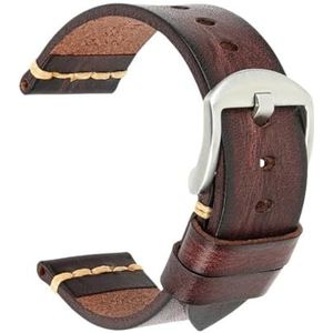 Handgemaakte koe lederen horlogeband 7 kleuren beschikbaar Vintage horlogeband 20mm 22mm 24mm Fit for Panerai Citizen Casio SEIKO (Color : DarkBrown Silver, Size : 19mm)