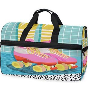 Modieuze kleurrijke kunst sport zwemmen gymtas met schoenen compartiment weekender duffel reistassen handtas voor vrouwen meisjes mannen