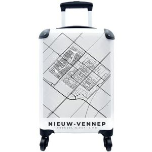 MuchoWow® Koffer - Stadskaart - Nieuw-Vennep - Grijs - Wit - Past binnen 55x40x20 cm en 55x35x25 cm - Handbagage - Trolley - Fotokoffer - Cabin Size - Print