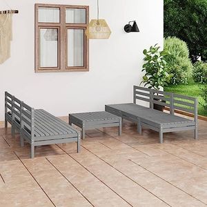 DIGBYS 7 Delige Tuin Lounge Set Grijs Massief Pinewood