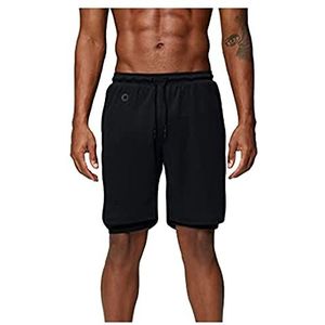 WXZZ 2-in-1 joggingbroek, korte broek voor heren, sneldrogende hardloopshorts, fitness, joggen en training, sportbroek met zakken, grote maat 3XL