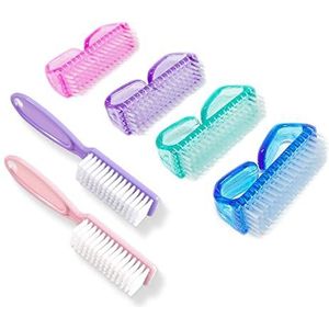 6 Pack Handvat Grip Nagelreinigingsborstel, Qeedy Vingernagel Borstel Cleaner Scrub Borstel Kit voor Tenen Douche en Vrouwen & Mannen & Kinderen (Kleur B)