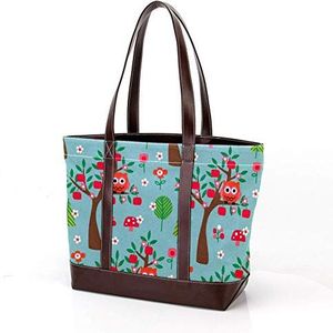 Laptop Tote tas Draagtas Casual Canvas Business Werk Tote tas Aktetas voor Computer School Kantoor,Oranje Slice en Mint Op Een Blauwe Achtergrond