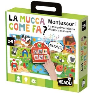 Headu De koe zoals Montessori Mijn eerste leer- en Sonora-boerderij, It57175, educatief spel voor kinderen van 2-4 jaar