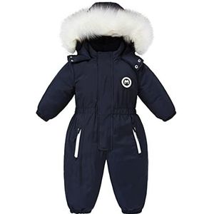 Babypak voor meisjes, sneeuwpak voor kinderen, waterdicht, romper ski-jack, pak jongens, fleece mantel, winddicht, bovenkleding, blauw, 12-18 maanden