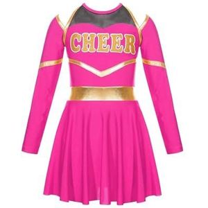 Cheerleader-Uniformen Cheerleader-Uniform voor Kinderen Cheerleader-Kostuums voor Schoolmeisjes Teamkleding Set voor Kinderen voor Danswedstrijden (Kleur: Roze