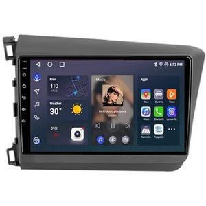 Android 12 Auto Stereo MP5 Player 9'' Screen Autoradio Voor Honda Civic 2012 2013 2014 2015 Car-play Android Auto GPS-navigatie Bluetooth RDS FM AM DAB+ Radio Stuurbediening Voice Control(8 Core 2G+32