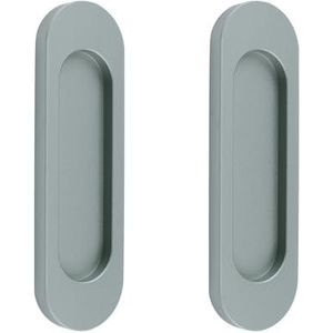 Morobor Zelfklevende ovale schuifdeur-handgrepen, 2 stuks aluminiumlegering trek-handgrepen voor schuifdeuren, zonder frezen, voor ramen of kasten (mat-grijs, 100 mm)
