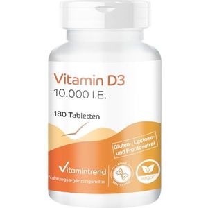 Vitamintrend - Vitamine D3 - 10000 I.E. Depot - 180 Tabletten - Hoge Dosering