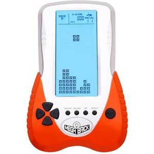 HLF Gameconsole, groot display, blauwe achtergrondverlichting kan op 23 games worden ingesteld, compatibel met lithiumbatterij en AAA-batterijen (oranje)