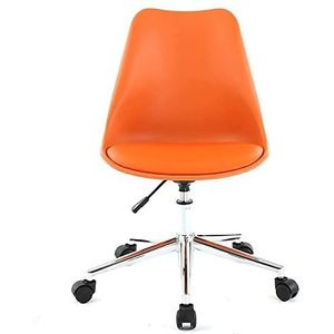 Armloze Bureaustoel Met Wielen Middenrug PU Lederen Computerstoel Verstelbare Draaibare Taakstoel Voor Thuiskantoor (Color : Orange)