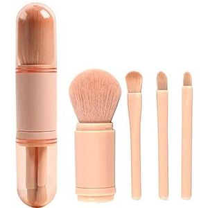 Make-upborstelset, draagbare 4-in-1 telescopische make-upborstel met make-upborstel reinigingsdoos, 4 stuks mini-make-upborstels voor foundation, gezicht, oogmake-up, reis-kleurverwijderingsspons
