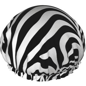 Zebra Print Print Douchekapjes Elastische Herbruikbare Waterdichte Badmutsen Dubbellaags Haar Cap Voor Vrouwen Mannen