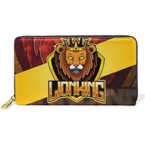 Lion King Art Portemonnee Echt Lederen Rits Coin Telefoon Portemonnee Clutch voor Vrouwen