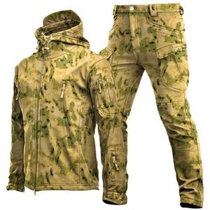SAYEYBU Men's Outdoor Tracksuit, Waterproof Jacket and Trouser Suit Set Rainsuit Wind Resistant Lightweight & Breathable Rain Coat for Riding Hiking Fishing Camping,Camouflage a,L