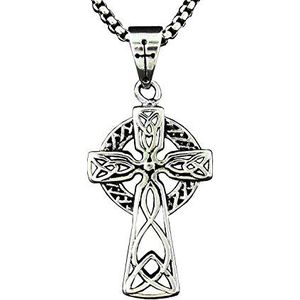 Geschenken voor mannen Herenketting van 316L roestvrij staal Keltisch kruis met christelijke Ierse hanger