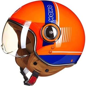 Open Face Helm · Mannen & Vrouwen Motorfiets Scooter Half-Face Helmen Jet Piloot Motor Retro Chopper Cruiser Vintage Bromfiets Helm · DOT/ECE Goedgekeurd, voor Kinderen Jeugd H,XL=59-60CM