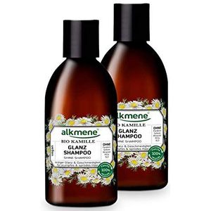 alkmene Glanzende shampoo met biologische kamille - haarshampoo voor dof en broos haar - veganistische shampoo zonder siliconen, parabenen, minerale olie, SLS & SLES - haarverzorging in 2-delige voordeelverpakking (2 x 250 ml)
