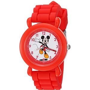DISNEY Boys' Mickey Mouse Analog-Quartz Watch with Silicone Strap, red, 16 (Model: WDS000142)