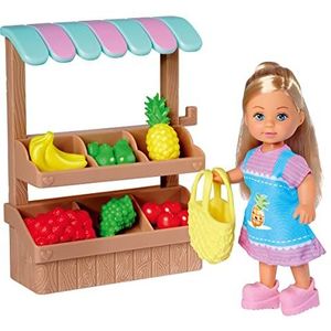 Simba 105733563 - Simba Love Fruit Stand, pop met marktkraam, fruit en netzak, minipop 12cm, 3 jaar en ouder