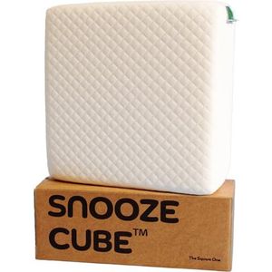 Snooze Cube® - The Square One | Kussen van traagschuim voor zijslapers | Met kussensloop van 100% katoen | Verlicht nek- en rugpijn, vermindert snurken, verbetert de slaap, reisvriendelijk |