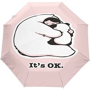 Babybeer Panda Roze Paraplu Winddicht Automatische Opvouwbare Paraplu's Auto Open Sluiten voor Mannen Vrouwen Kinderen