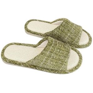 MKLHAVB Stof Thuis Slippers Lente Herfst Warm Thuis Vrouwen Katoen Linnen Slippers Leuke Antislip Schoenen Dikke Zachte Zool Indoor Slaapkamer Vrouwelijke Vloer Winter Slide Indoor Schoenen, Groen,