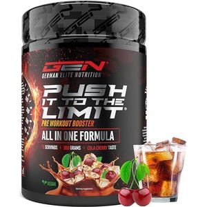 Push it to the Limit - Pre-workout met L-arginine + citrulline + L-tyrosine + L-theanine + L-carnitine + AAKG + taurine + rhodiola rooswortel + cafeïne - Hoge dosering - 360 g - Cola Cherry-smaak