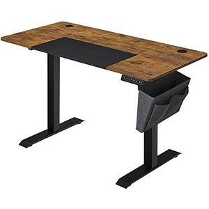 SONGMICS Elektrisch zittend en staand bureau, 70 x 160 x (72-120), in hoogte verstelbare tafel, geheugen 4 hoogtes, tas, frame van staal, dik bovenwerk, rustiek bruin en puur zwart LSD026X01