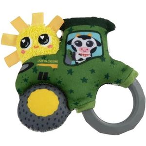 Lamaze John Deere Rammelaar Mijn eerste tractor, zachte babyrammelaar, gemakkelijk vast te pakken ring, verschillende stofstructuren en banden, sensorisch babyspeelgoed vanaf 0 maanden