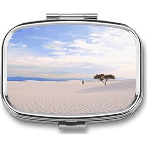 Romantische Zand Landschap Pil Doos Pil Organizer Pil Case 2 Compartiment Geneeskunde Pil Organizer Kleine Pil Case Pil Container Pil Houder Leuke Pillendoos Mini Pil Case