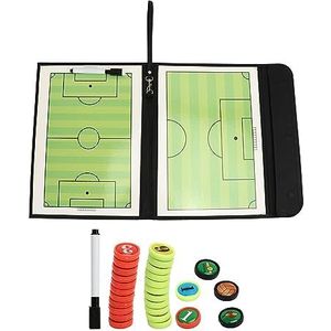 Voetbal Coaching Board, Opvouwbaar Leer Voetbal Magnetische Tactiek Marker Coaching Klembord met Rits en Markeerstift
