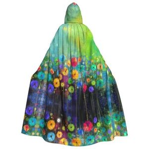 WURTON Unisex Hooded Mantel Voor Mannen & Vrouwen, Carnaval Thema Party Decor Abstracte Stijl Kleurrijke Bloemen Print Hooded Mantel
