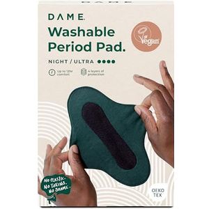 Dame Herbruikbare menstruatiepad | nacht | ultiem comfort en bescherming | biologisch katoen | lekvrij | geurbestrijding | wasbare maandverband voor zware stromen, zwart