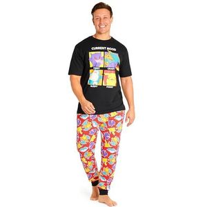 Pokemon herenpyjama, nachtkleding, T-shirt en lange broek, pyjama's loungewear voor mannen en tieners, S-3XL - geschenken voor hem, Multi/Zwart, 3XL