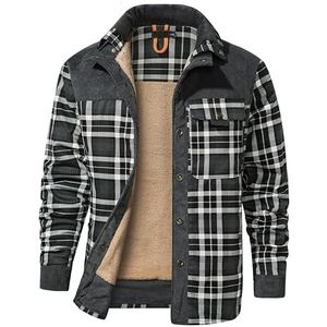 Mr.Stream Herenhemd geruit vintage houthakkershemd flanellen hemd Fleecevoering lange mouwen overhemden Jassen, Sherp jacks 3251 Grey M