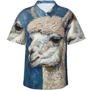 ERSDWRE Alpaca lama print heren korte mouwen button-down shirts casual zomer strand shirts Hawaii shirt voor heren, Zwart, S