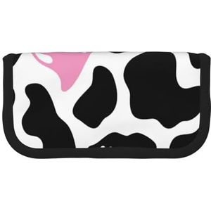gopoo Zwart Wit Melkkoe Leuke Canvas Potlood Pouch - Georganiseerde Opslag voor Reizen & Dagelijks Gebruik Etui, Make-up Pouch